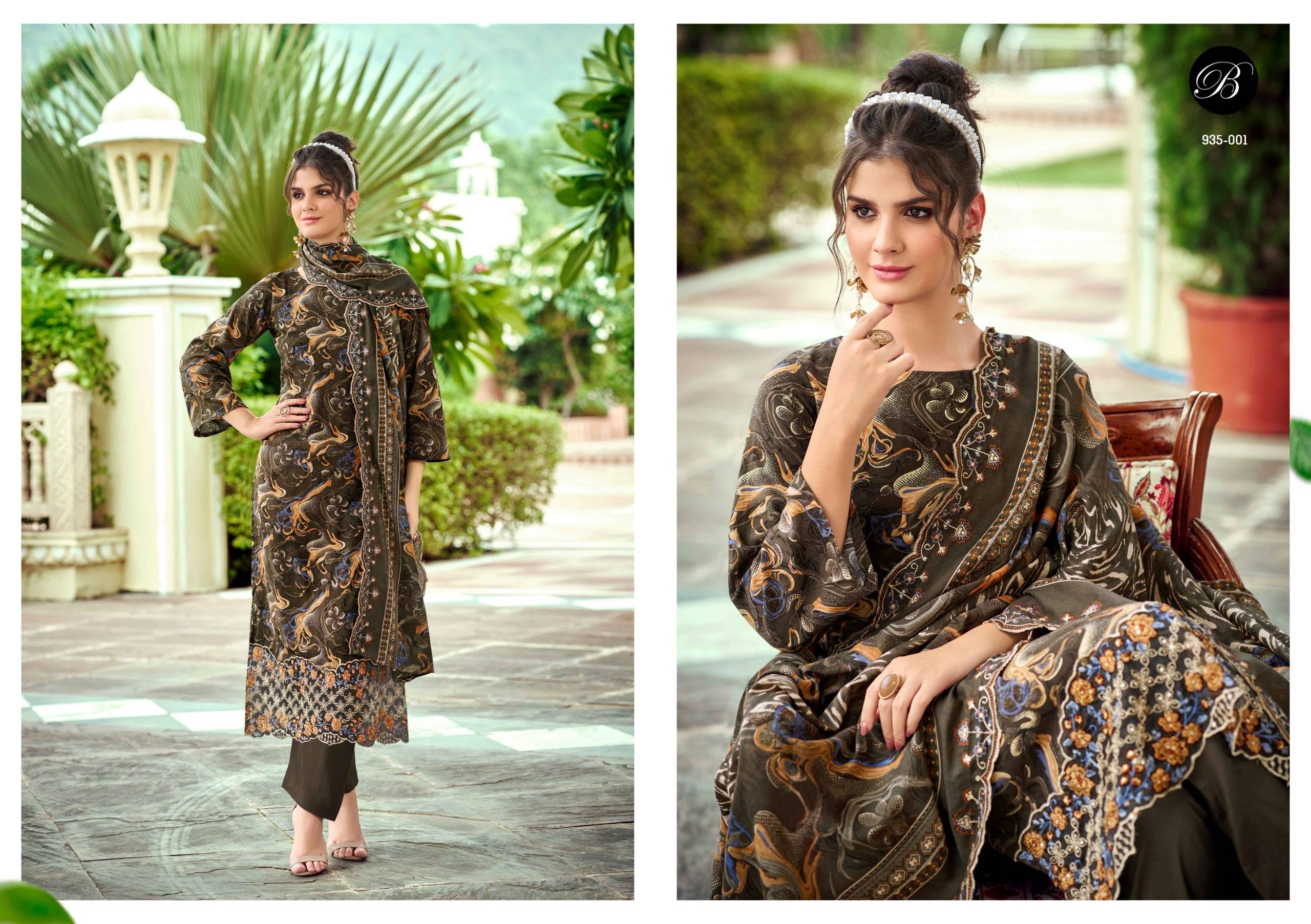 SANJEEDA By Belliza 935-001 To 935-006 Series Designer Suits pure viscose  Dresses At Wholesale Price